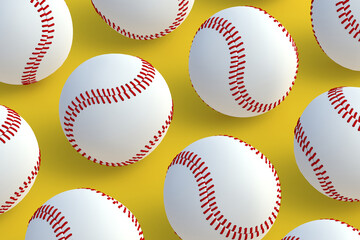 Lot of baseball balls. Sports accessories. 3d render © OlekStock