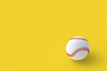 Baseball ball in corner. Sports accessories. Copy space. 3d render