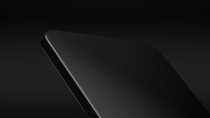 Black smartphone-like board abstract, dramatic, modern, luxury and high-end 3D rendering graphic design element background material