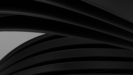 Black organic curve combination Abstract, dramatic, modern, luxury, high-end 3D rendering graphic design element background material