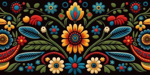 Polish Folk Art Wycinanki Pattern, Generative AI Illustration