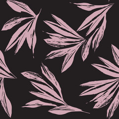 SEAMLESS GRUNGE DISTRESSED HAND PAINTED FERN PALM FLORAL PATTERN SWATCH