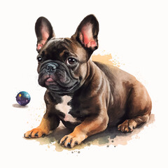 A cute brindle french bulldog