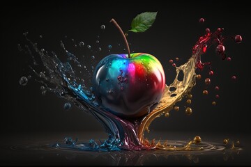 Jabłko abstrakcyjny kolorowy akrylowy Generative AI