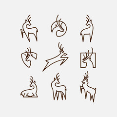 collection monoline deer minimalist logo design