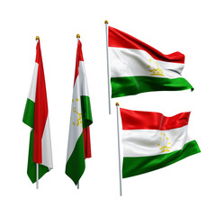 3d rendering central asia tajikistan flag fluttering and no fluttering