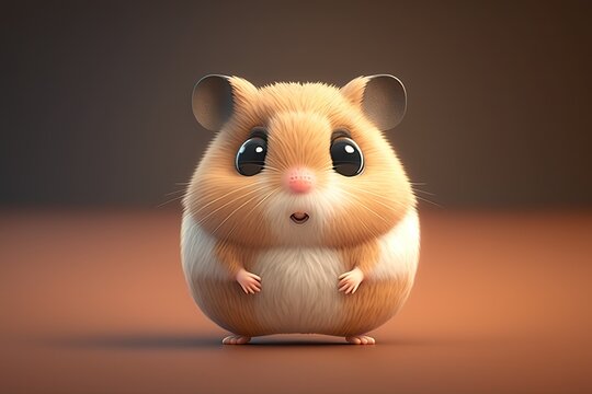  Cute Cartoon Hamster with Room for Copy (Generative AI)