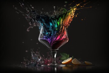 Kieliszek wina abstrakcyjny kolorowy akrylowy Generative AI - obrazy, fototapety, plakaty