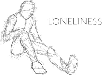 Design of loneliness man draw