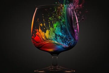 Kieliszek wina abstrakcyjny kolorowy akrylowy Generative AI - obrazy, fototapety, plakaty