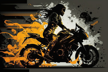 ilustração mulher motoqueira 