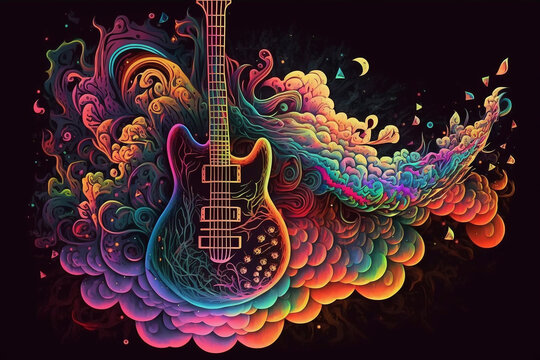 guitarra festival da musica , vetor colorido ilustração 