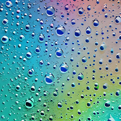 water drops in the colorful glass background
