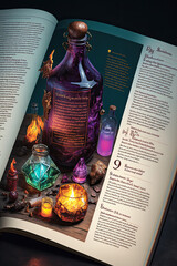 illustrations for a book about potions and spells.