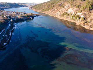 Obraz premium Aerial winter view of Pancharevo lake, Bulgaria