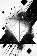 Abstract Geometric Black and White Space Galaxy Collage on White Background Generative AI