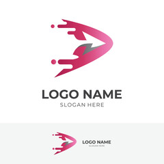 fast arrow logo design with flat red color style