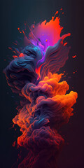 Volumetric abstract smoke and lightning with high vibrance multi colors generative ai