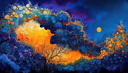 Abstract Background Fusion Between Pointillism