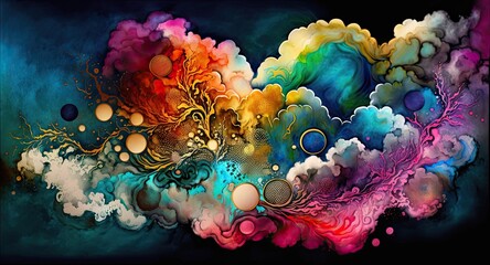 Abstract Background Fusion Between Pointillism