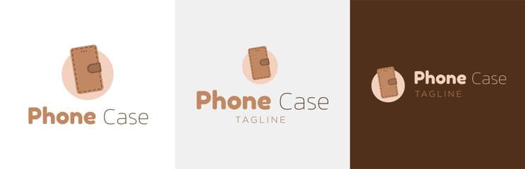 Phone case store logo design set, smartphone protection shop modern logotype symbol, mobile accessoires emblem concept, device cover editable commercial illustration, branding, brand identity isolated