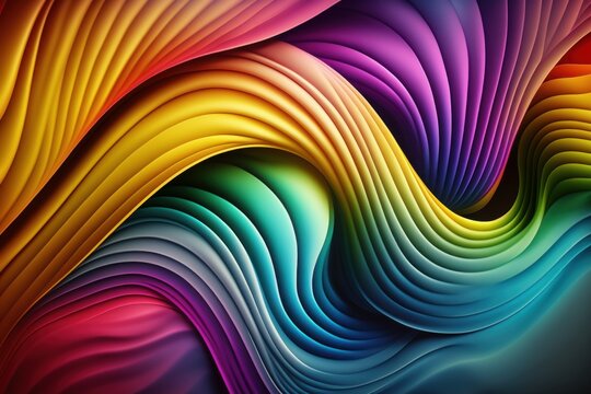 Rainbow Wavy Satin Background for Vibrant Designs, generative ai