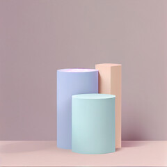 Minimal podium or pedestal for product presentation display with pastel colors. Generative AI