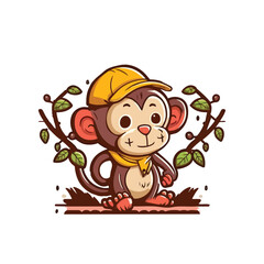 Cute Monkey Art Illustration with Vectorize Format 
