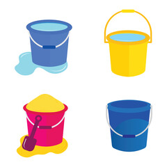 Set of Plastic bucket icon logo vector