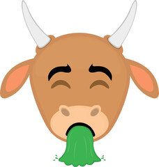 vector illustration face of a cow cartoon vomiting