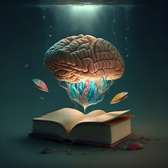 human brain with book ai generated art 