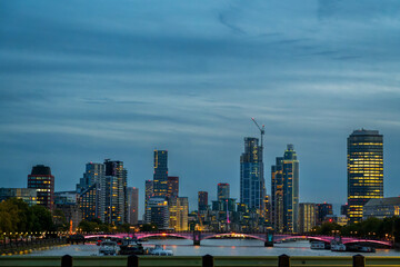 Panoramic view of London from the river Thames. United Kingdom.