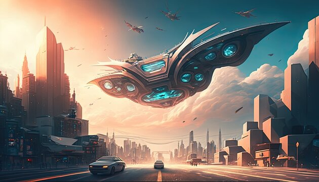 A High-Tech Metropolis of Flying Cars