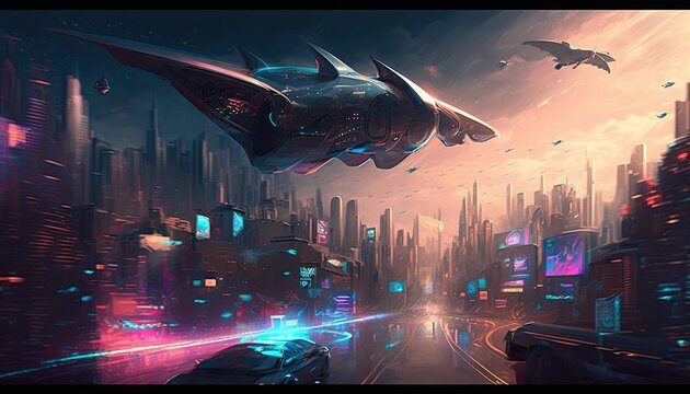 A High-Tech Metropolis of Flying Cars