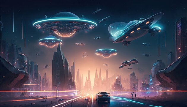 A High-Tech Metropolis of Flying Cars
