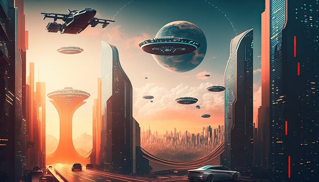 A High-Tech Metropolis of Flying Cars