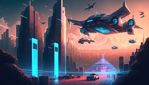 A High-Tech Metropolis of Flying Cars