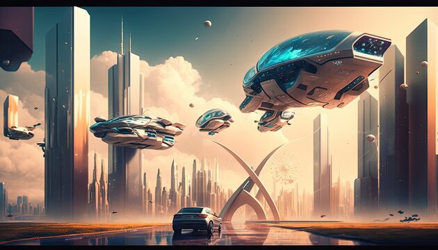 A High-Tech Metropolis of Flying Cars