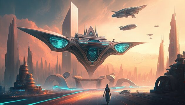 A High-Tech Metropolis of Flying Cars