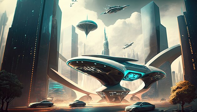 A High-Tech Metropolis of Flying Cars