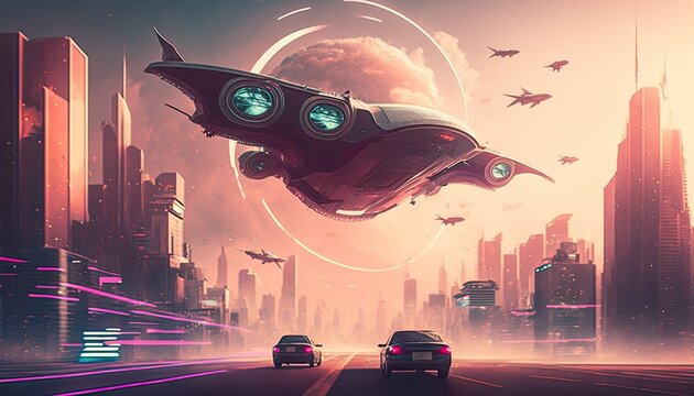 A High-Tech Metropolis of Flying Cars