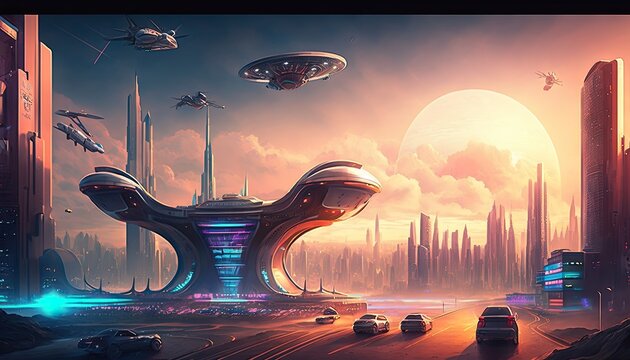 A High-Tech Metropolis of Flying Cars