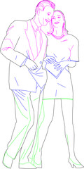 Obraz na płótnie Canvas Sketch vector illustration of a young business couple silhouette