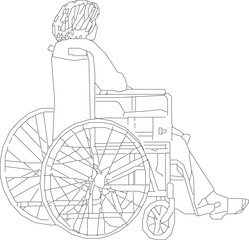 Vector sketch detailed illustration of a disabled person using a wheelchair