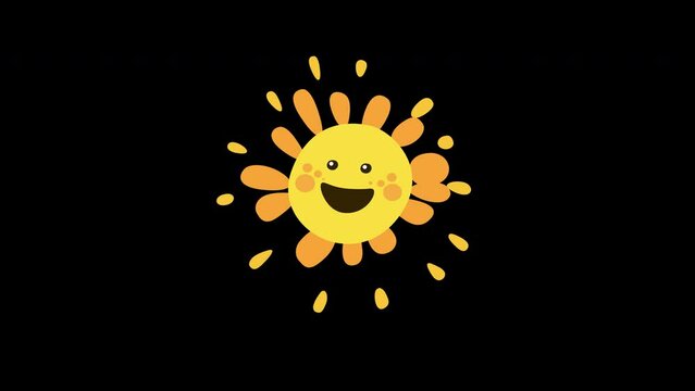 beautiful happy Sun emoji Loop animation transparent background with an alpha channel.