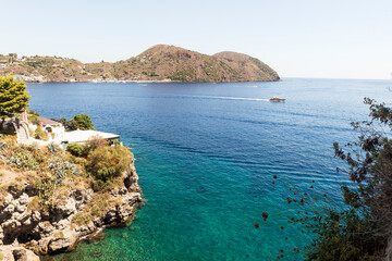 Fototapeta na wymiar Amazing Seascapes of The Aeolian Islands (Isole Eolie) in Lipari, Messina Province, Sicily, Italy.