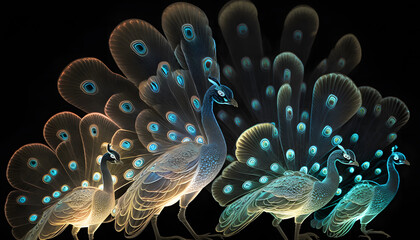 translucent peacocks created with generative AI technology