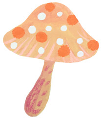 Wild mushroom, Playful acrylic paint hand draw clip art 