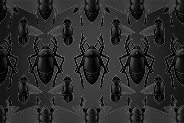 Bugs knolling illustration patterncreated with Generative AI technology