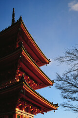 Kiyomizu-dera Temple in Kyoto, Japan on a clear day.